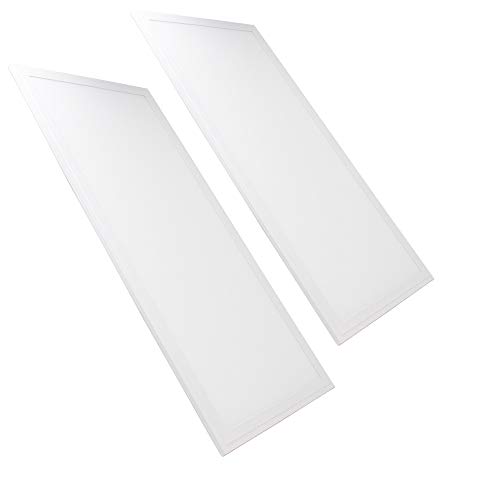 FactorLED Pack 2x Panel LED 60x30 cm 24W, Marco Blanco, 2 unidades Lampara LED para Falso Techo, Placa LED para Techo Técnico, Bajo Consumo, 2400 Lumenes, (Blanco Frío)