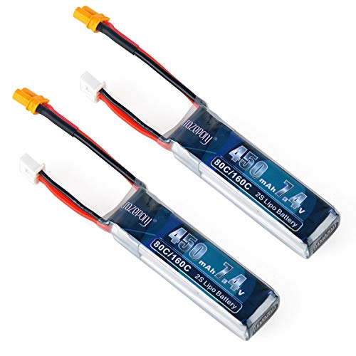 FancyWhoop 2 unids 450mAh 2S 7.4V LiPo Battery Pack 80C XT30 Conector para Micro FPV Racing Drone Quadcopter