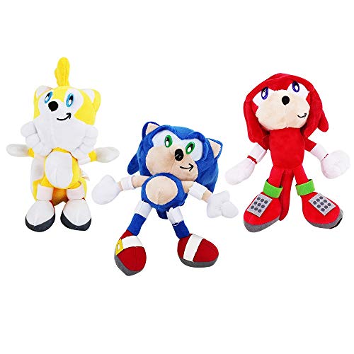 FENGHU Peluche Sonic 3 unids/Lote Sonic Boom Shadow Knuckles Tails Juguetes de Peluche Super Sonic Suave muñeco de Dibujos Animados Regalos de cumpleaños para niños