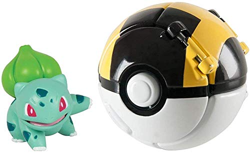 FHERIC Jouet Poké Ball Bulbasaur et Ultra Ball Figurilla Pokémon Throw N Pop