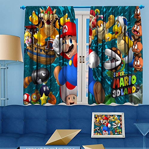 Ficldxc Paneles de cortina Super Mario Brothers Cortinas 213,36 cm de largo Trae belleza (Super Mario 3D Land) 213,4 cm de ancho x 84 cm de largo