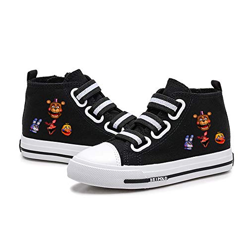 Five Nights at Freddy'S Zapatos Lienzo Alto-Top de Las Zapatillas de Deporte de Ocio Velcro Versión Coreana de los Zapatos de Entrenadores niños y niñas (Color : Black09, Size : EU32 US3M)