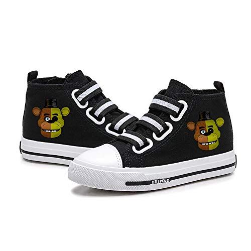 Five Nights at Freddy's Zapatos Zapatos de velcro elástico Alto-top de los zapatos de lona de ocio for niños y transpirable zapatillas de deporte niños y niñas ( Color : Black28 , Size : EU30 US1M )