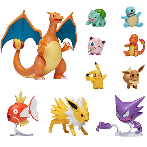 FMU - Figuras de Acción Pokémon, Charizard, Magikarp, Haunter, Eevee, Charmander, Squirtle, Pikachu, Bulbasaur, Jigglypuff & Jolteon, Detalles Auténticos Oficiales, Multi Pack de 10 FMU - Figuras de Acción Pokémon, Charizard, Magikarp, Haunter, Eevee, Charmander, Squirtle, Pikachu, Bulbasaur, Jigglypuff & Jolteon, Detalles Auténticos Oficiales, Multi Pack de 10