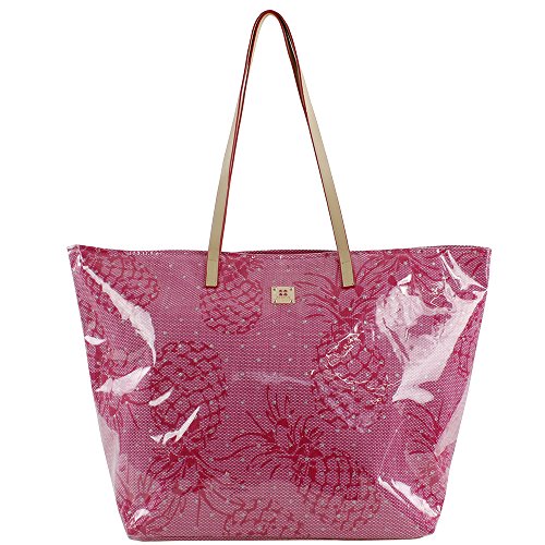 For Time, Bolso de playa Pineapple para Mujer, Rosa, 58x38 cm