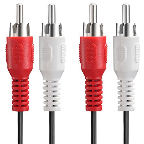 Fosmon Cable RCA (15 FT) 2RCA Male to 2RCA Male Stereo Audio Cable, Composite Audio [Right/Left] 2 RCA Plug M/M Connector Red & White for A/V Reciever, Amplifier, Projector, Home Theater and More