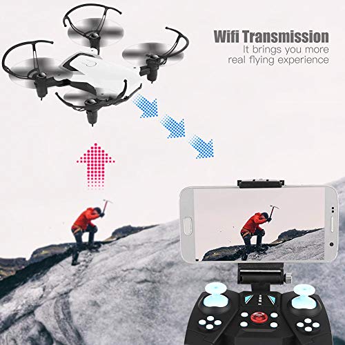 FPV WiFi Cámara Ajustable Helicóptero Juguetes Control Remoto RC Drone, Mini Drone con cámara RC Quadcopter,(White, 720P)