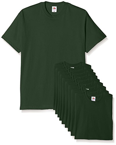 Fruit of the Loom Original T. Camiseta, Verde Oscuro, M (Pack de 10) para Hombre
