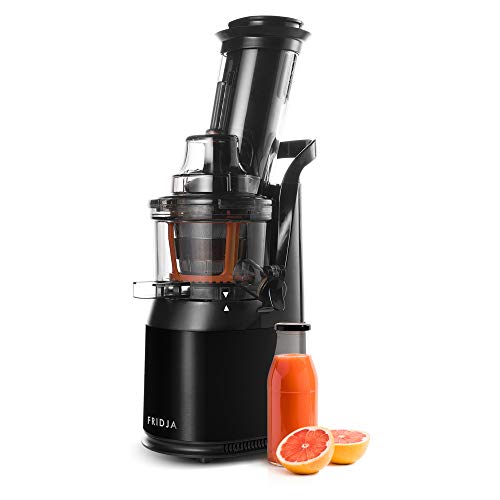 Fruta y Vegetal Cold Press Extractor de Jugo Slow Juicer, Sorbete y Helado de Frutas - Boca Ancha de 75MM, Extractor de Masticación Lenta, Sin BPA, 240W, Acero Inoxidable Negro Fridja f1900