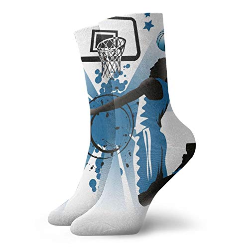 Fuliya Neutral fun novelty short socks,Silhouette Of Basketball Player Jumping Success Stars Illustration Theme Art,Fashion breathable socks for Men and Women