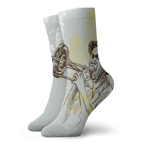 Fuliya Neutral fun novelty short socks,Trumpet Player Illustration Rock And Roll Party Classic Artful Design,Fashion breathable socks for Men and Women