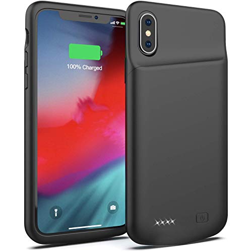 Funda Bateria para iPhone X/XS/10, FLYLINKTECH 4000mAh Batería Cargador Externa para iPhone X/XS/10 5.8'' Recargable Backup Charger Case Portátil Power Bank Case (Negro)