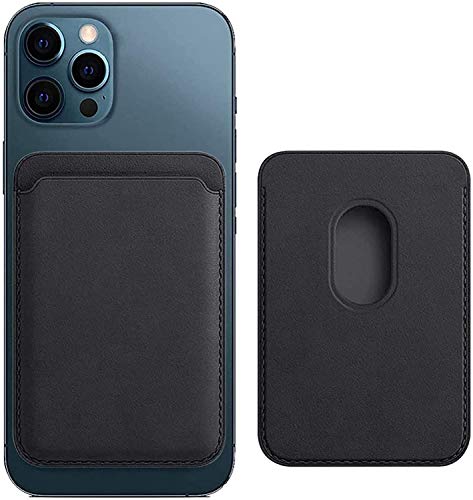 Funda de piel magnética para iPhone 12 / Pro / Mini / Max con ranura para tarjetas de identificación RFID Mag Safe para iPhone 12 /Max/ Mini Card Holder – puede contener 1 ~ 2 tarjetas (negro)