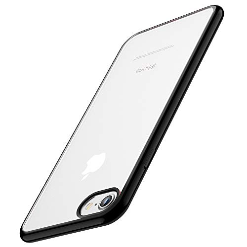 Funda iPhone 6, Funda iPhone 6S, Joyguard Funda para iPhone 6/6S Transparente Cristal Silicona Suave Delgado Flexible TPU con Parachoques de Efecto Metálico Carcasa iPhone 6/6S - 4.7 Pulgadas - Negro
