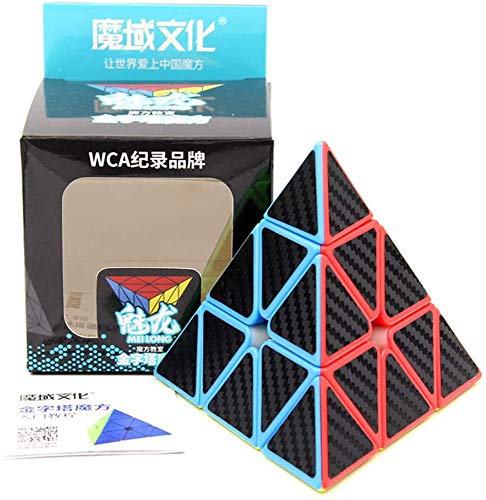 FunnyGoo MoYu MoFangJiaoShi Cubing Classroom Meilong Etiqueta de Fibra de Carbono 3x3 Pyraminx Cube Triángulo de pirámide Irregular Cubo de Rompecabezas de Cuatro Ejes Juguete Giratorio