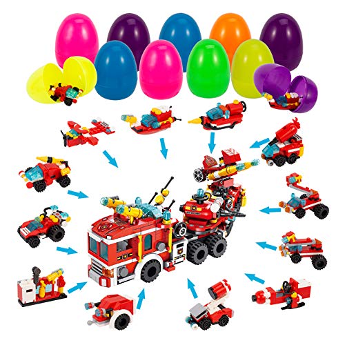 FunsLane Easter Eggs STEM Juguetes de construcción para niños, 557 piezas de camiones de bomberos, juguetes para niños, bloques de construcción de ingeniería, kit de vehículos de construcción, 25 en 1 FunsLane Easter Eggs STEM Juguetes de construcción para niños, 557 piezas de camiones de bomberos, juguetes para niños, bloques de construcción de ingeniería, kit de vehículos de construcción, 25 en 1
