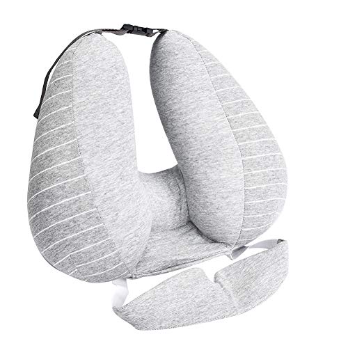 GAESHOW 2 en 1 Almohada para el Cuello en Forma de U con máscara para los Ojos para el Viaje en automóvil de avión Partículas de Espuma de Siesta para Dormir(Gris Claro) GAESHOW 2 en 1 Almohada para el Cuello en Forma de U con máscara para los Ojos para el Viaje en automóvil de avión Partículas de Espuma de Siesta para Dormir(Gris Claro)