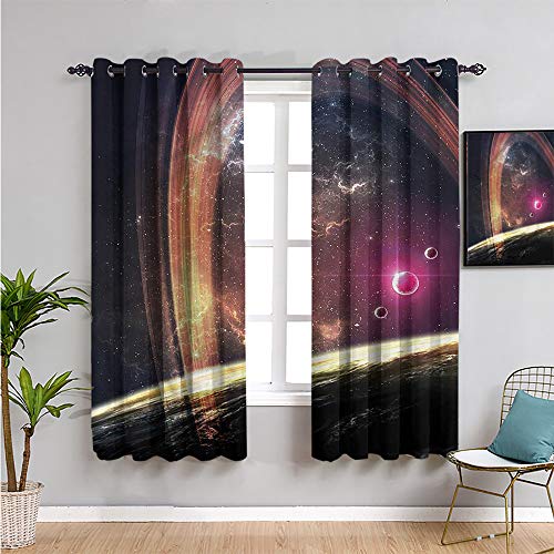 Galaxy Black Out Paneles de cortina para dormitorio, cortinas de 213,4 cm de largo nabula polvo con estrellas Trae belleza de 108 x 84 pulgadas