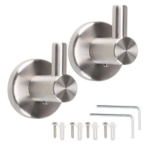 Ganchos de Pared Resistente ETSAMOR 2 pcs Ganchos para Toallas de Baño del Acero Inoxidable Colgador de Abrigo Sombrero en Cocina y Oficina con Tornillo