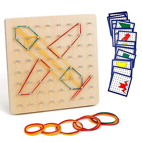 Geoboard de Madera Montessori Juguete Creativo para niños pequeños, Rompecabezas de Formas Montessori Juguete Creativo Educación Juguete, Inspire la Imaginación y Creatividad de Los Niños