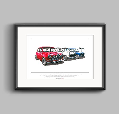 George Morgan Illustration El Trabajo Italiano - Mini Cooper S Mk1 de Austin - Cartel A2 del Arte