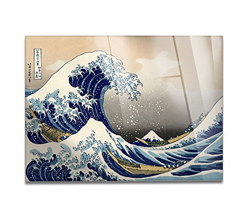 Giallobus - Cuadro sobre Vidrio ACRÍLICO PLEXIGLASS - Hokusai - LA Grande Onda DI Kanagawa - 70X100CM