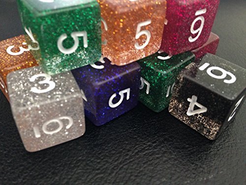 Glitter Polyhedral: Assorted D6 Dice in Bag (10) by Koplow Games