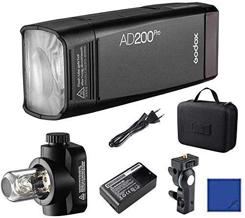 Godox AD200Pro 200Ws 2.4G TTL HSS 1 / 8000s Pocket Flash Monolight Double Strobe con 2900mAh Batería de Litio para Nikon Sony Fujifilm Olympus Panasonic Pentax Canon EOS Cámaras