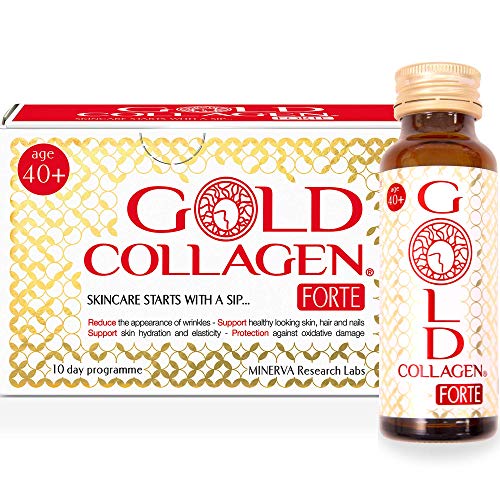 Gold Collagen Forte | El Complemento Antienvejecimiento de Colágeno Líquido| Bebida de colágeno marino con ácido hialurónico, antioxidantes, vitaminas y minerales para piel, cabello y uñas | 10 días
