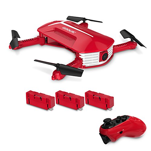 GoolRC Drone con cámara, T37 Mini 2.4G 6 Axis Gyro WiFi FPV 720P Cámara HD Quadcopter, Sensor de Gravedad de Control Remoto, Plegable RC Selfie Pocket Drone con Dos baterías adicionales