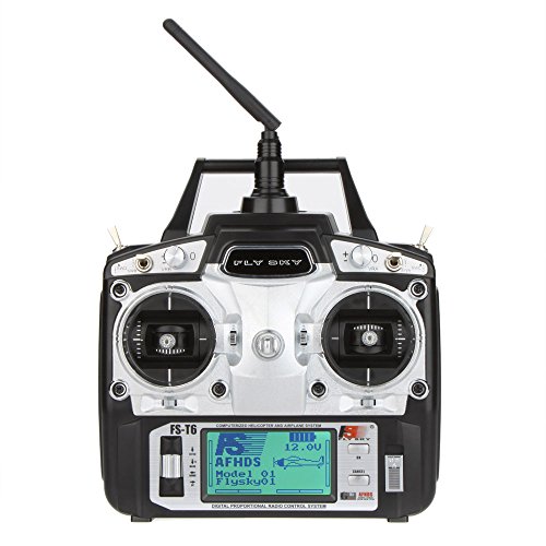 Goolsky Flysky FS-T6 Mando a Distancia Modo 2 2.4GHz 6CH Alta Precisión con Receptor R6-B para RC Multirotor Quadcopter Heliciptero Airplane Glider Coche Goolsky Flysky FS-T6 Mando a Distancia Modo 2 2.4GHz 6CH Alta Precisión con Receptor R6-B para RC Multirotor Quadcopter Heliciptero Airplane Glider Coche