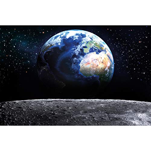 GREAT ART XXL Póster – Vista de la Tierra Desde el Espacio – Decoración Mural Mundo Luna Cielo Planeta Galaxia Universo Cosmos Globo World Globe Stars Foto Imagen (140 x 100 cm)