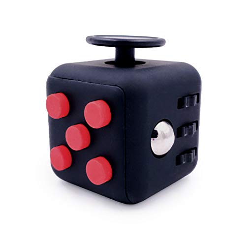 GreenBee Cubo antiestres, Fidget Cubes, Fidget Toys, Juguetes antiestres con 6 módulos relajantes. (Negro Rojo)
