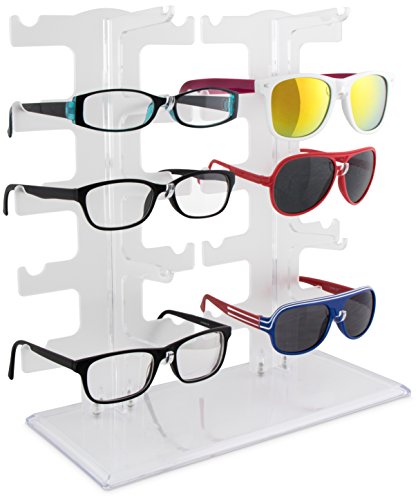 Grinscard Expositor para 10 gafas – Blanco 32 x 30 x 12 cm – Soporte para gafas para almacenamiento y presentación