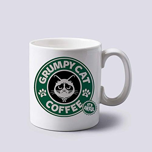 Grumpy Cat Starbucks Logo Mug Cup Two Sides 11 Oz Ceramics