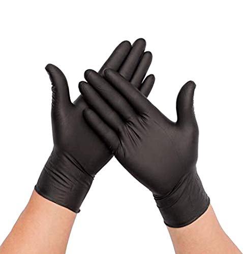 Guantes Desechables de Nitrilo Sin polvo, Stock Disponible, Envío Rápido, Caja de 100 guantes. Color Negro talla M