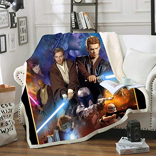 Guerres de las estrellas - Manta de franela 3D con impresión de Star Wars, cálida y suave, para niños, adulto, sofá y cama (G, 100 x 140 cm)