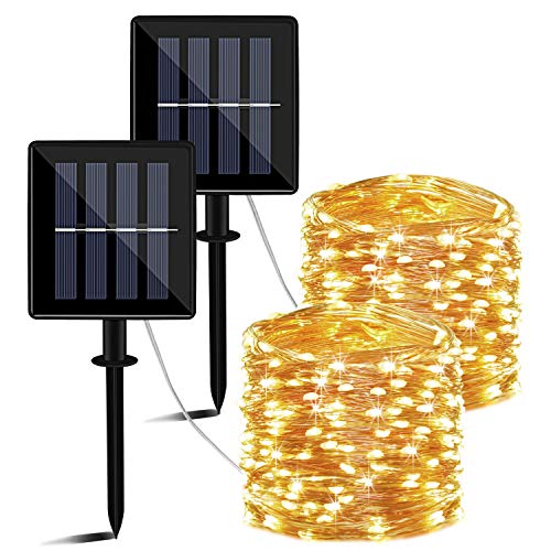 Guirnaldas Luces Exterior Solar, 14m 140 LED Luces Solares Exteriores Jardin,8 Modos Cadena de Luces,luz de decoración impermeable para Navidad Arbol,Patio,Jardines,Terraza, Fiestas,Bodas,Festivales