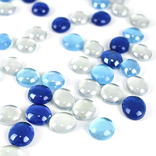 HAKACC Piedras decorativas de cristal, 450 g, color azul, piedras blancas planas, piedras decorativas para mosaico, cabujón, decoración