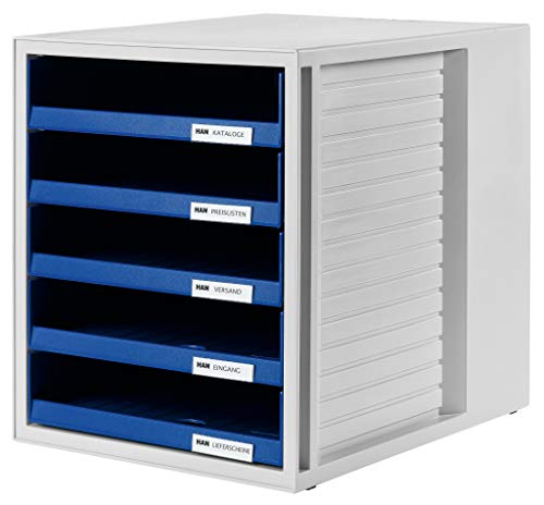 Han-Bürogeräte 1401-14 - Bandeja de correo apilable tamaño 75 x 330 x 320 mm color gris, azul Han-Bürogeräte 1401-14 - Bandeja de correo apilable tamaño 75 x 330 x 320 mm color gris, azul
