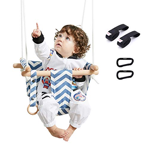 Happypie seguro colgante de lona columpio asiento interior hamaca al aire libre de juguete para el niño (raya)