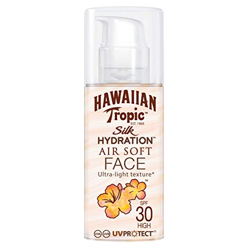 HAWAIIAN Tropic Silk Hydration Air Soft Face SPF 30 - Loción Solar Protectora para el Rostro, Crema Hidratante Facial con Protección, 50 ml, 1 Unidad HAWAIIAN Tropic Silk Hydration Air Soft Face SPF 30 - Loción Solar Protectora para el Rostro, Crema Hidratante Facial con Protección, 50 ml, 1 Unidad