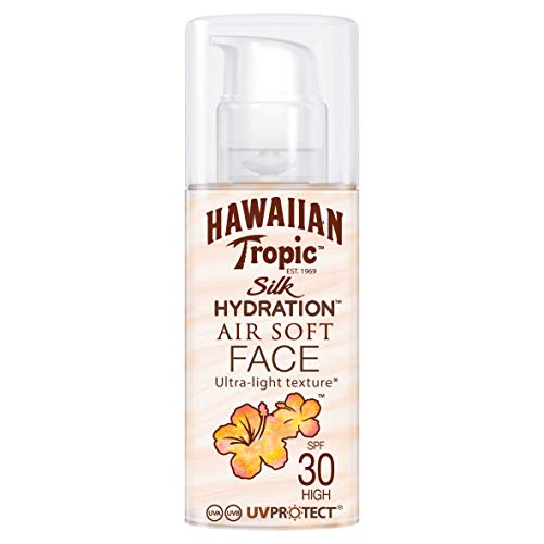 HAWAIIAN Tropic Silk Hydration Air Soft Face SPF 30 - Loción Solar Protectora para el Rostro, Crema Hidratante Facial con Protección, 50 ml, 1 Unidad