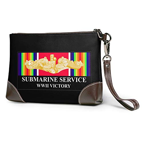 Hdadwy Servicio submarino Gold Dolphins Veterano de la Segunda Guerra Mundial Clutch de cuero The Wallet Phone Bag