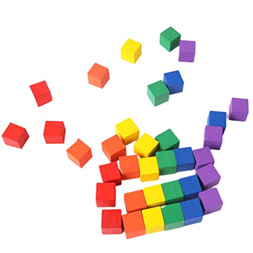 Healifty 100 piezas de bloques cuadrados de madera bloques de cubos inacabados cubos artesanales diy construcción de proyectos de rompecabezas para niños -1 cm (colorido)