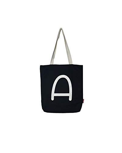 Hello-Bags - Bolso Tote de Algodón con Cremallera, Forro y Bolsillo Interior, 38 cm, Negro