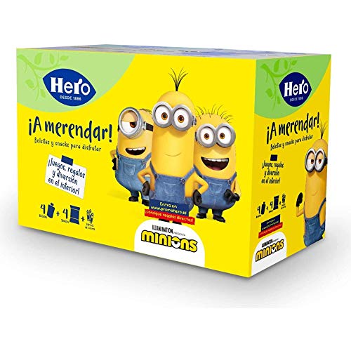 Hero Baby - Pack Merienda Minions, Incluye 4 Bolsitas, 4 Snacks, Juegos y Coloreables - 605 g