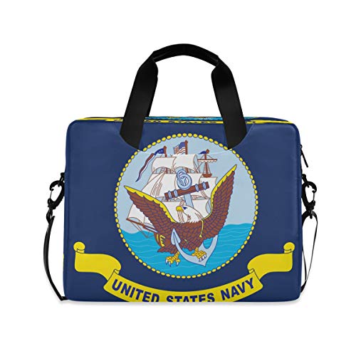 HMZXZ Funda para ordenador portátil de 13 a 14 y 15,6 pulgadas, diseño de la bandera de las fuerzas navales de Estados Unidos, color azul marino