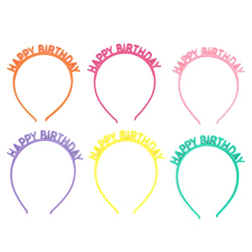 Holibanna cumpleaños de los niños aro de pelo reutilizable feliz cumpleaños carta niñas diadema accesorios para el cabello para niños suministros de fiesta de cumpleaños 6 piezas