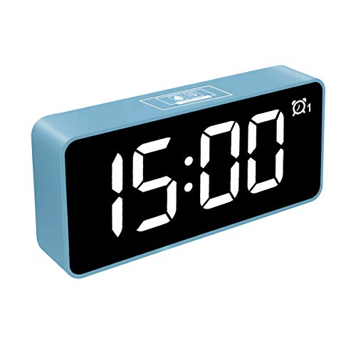 HOMVILLA Reloj Despertador Digital, Relojes con Pantalla LED de 4.6 con Alarma Dual, Puerto de Carga USB 12/24 Horas Brillo Ajustable Función de Repetición 25 Música, para Dormitorio Oficina y Viajes